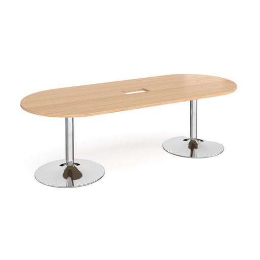 Trumpet base radial end boardroom table 2400mm x 1000mm with central cutout Tables Dams Beech Chrome 