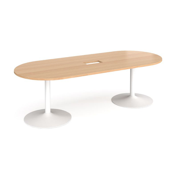 Trumpet base radial end boardroom table 2400mm x 1000mm with central cutout Tables Dams Beech White 