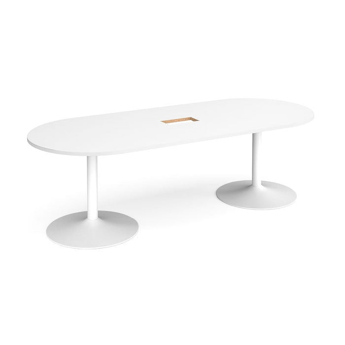 Trumpet base radial end boardroom table 2400mm x 1000mm with central cutout Tables Dams White White 