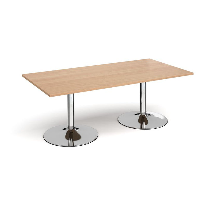 Trumpet base rectangular boardroom table Tables Dams Beech Chrome 2000mm x 1000mm
