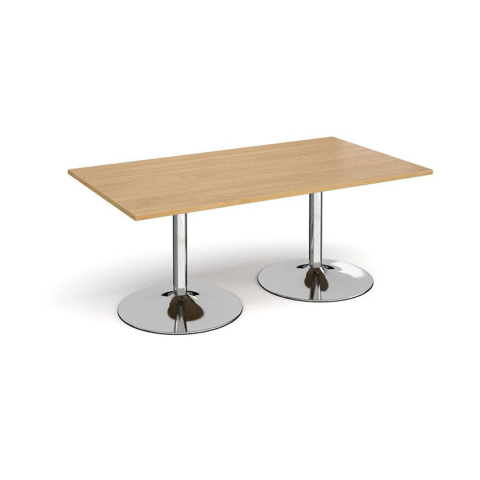Trumpet base rectangular boardroom table Tables Dams Oak Chrome 1800mm x 1000mm