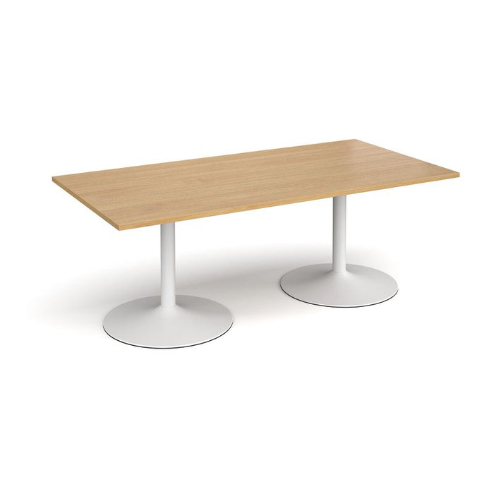 Trumpet base rectangular boardroom table Tables Dams Oak White 2000mm x 1000mm