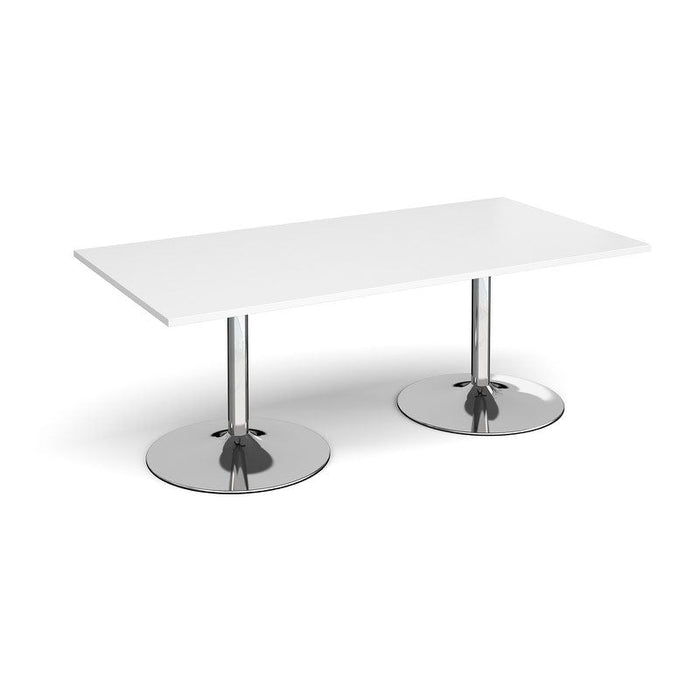 Trumpet base rectangular boardroom table Tables Dams White Chrome 2000mm x 1000mm