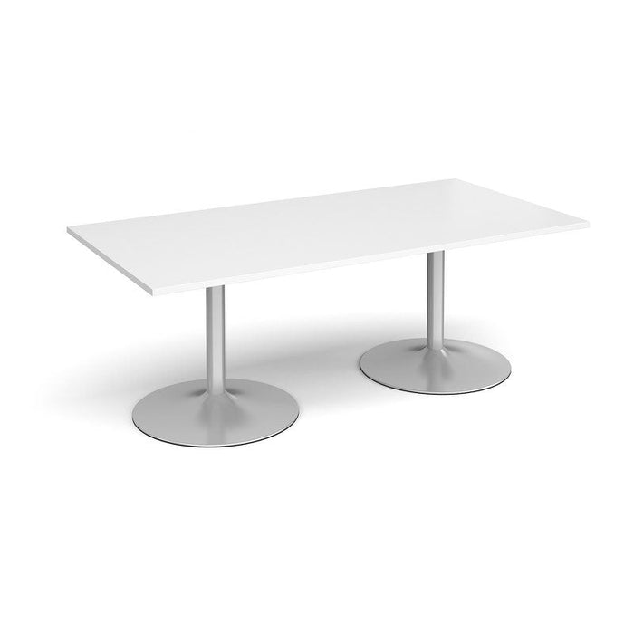 Trumpet base rectangular boardroom table Tables Dams White Silver 2000mm x 1000mm