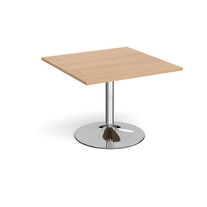 Trumpet base square meeting table extension table 1000mm x 1000mm Tables Dams Beech Chrome 