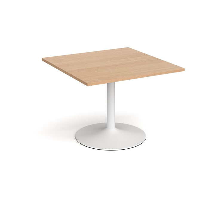 Trumpet base square meeting table extension table 1000mm x 1000mm Tables Dams Beech White 