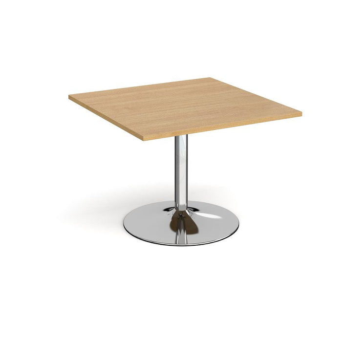 Trumpet base square meeting table extension table 1000mm x 1000mm Tables Dams Oak Chrome 