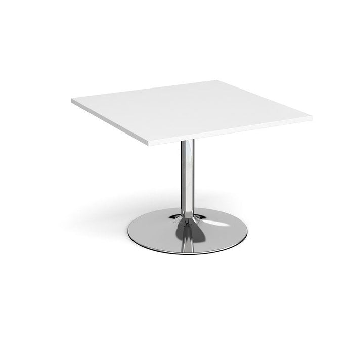 Trumpet base square meeting table extension table 1000mm x 1000mm Tables Dams White Chrome 