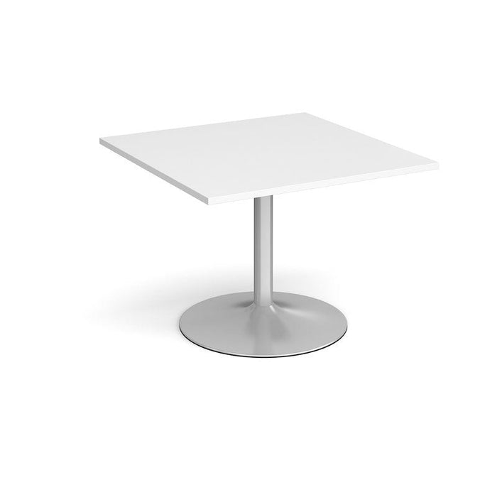 Trumpet base square meeting table extension table 1000mm x 1000mm Tables Dams White Silver 