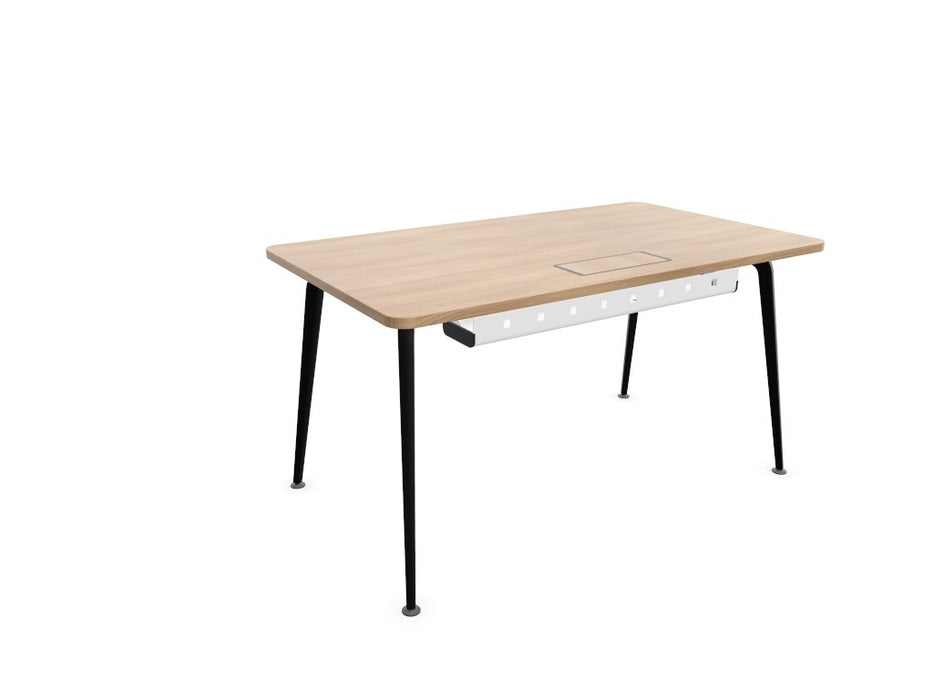 Twist Rectangular Office Desk - Black Frame WORKSTATION Actiu Chestnut 1400mm x 800mm Cable Tray