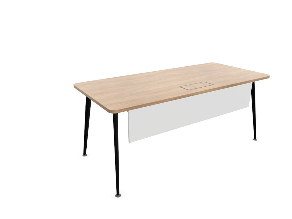 Twist Rectangular Office Desk - Black Frame WORKSTATION Actiu Chestnut 1800mm x 800mm Modesty Panel + Cable Tray