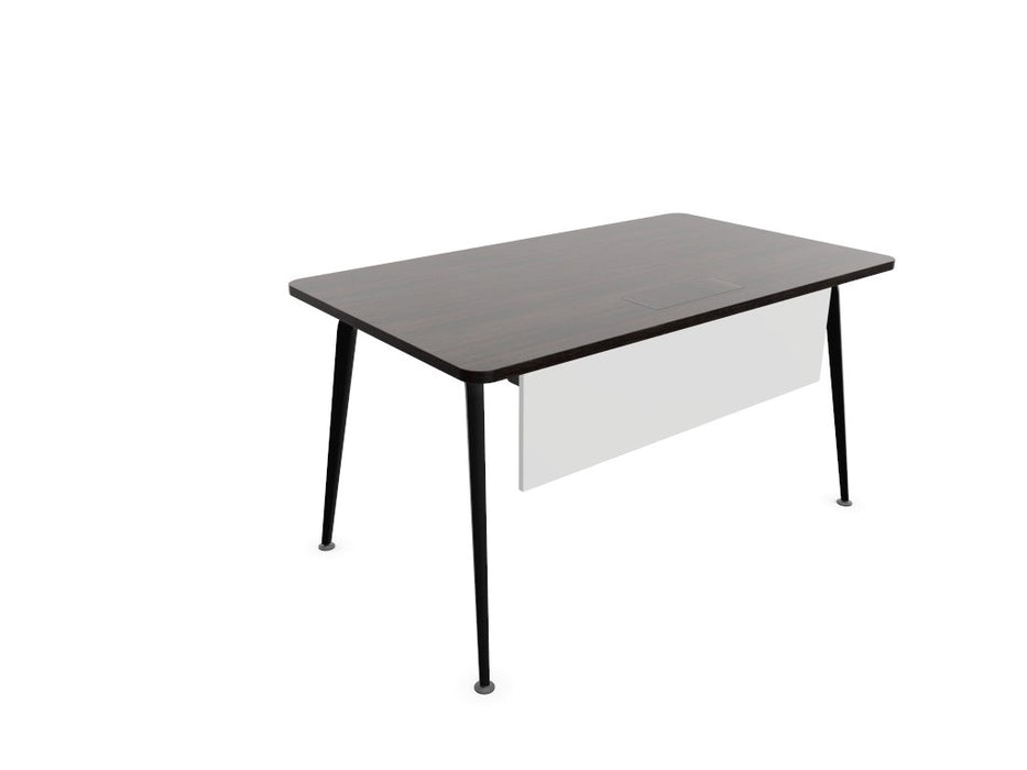 Twist Rectangular Office Desk - Black Frame WORKSTATION Actiu Dark Oak 1400mm x 800mm Modesty Panel + Cable Tray