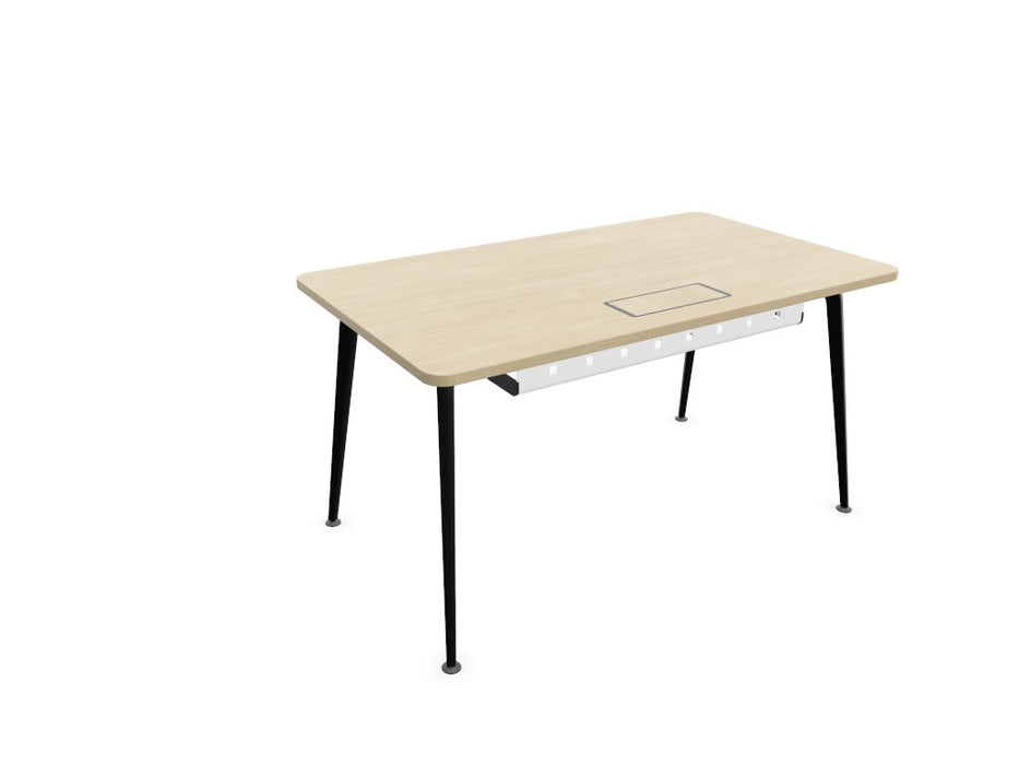 Twist Rectangular Office Desk - Black Frame WORKSTATION Actiu Light Oak 1400mm x 800mm Cable Tray