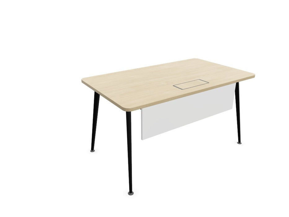 Twist Rectangular Office Desk - Black Frame WORKSTATION Actiu Light Oak 1400mm x 800mm Modesty Panel + Cable Tray