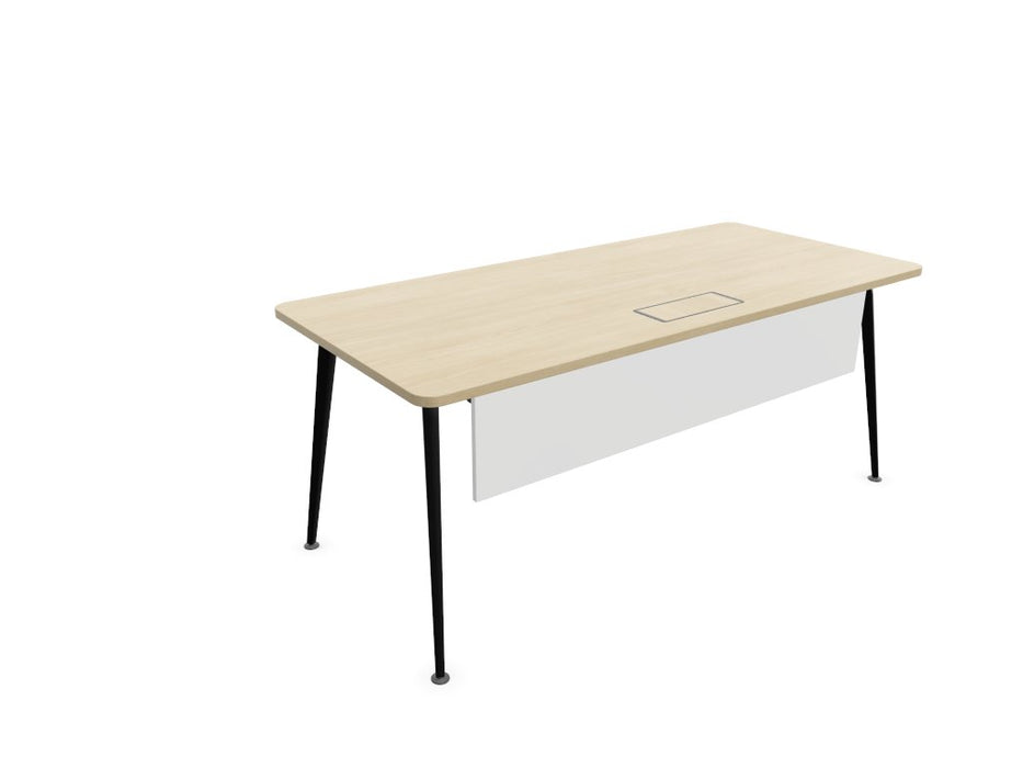 Twist Rectangular Office Desk - Black Frame WORKSTATION Actiu Light Oak 1800mm x 800mm Modesty Panel + Cable Tray