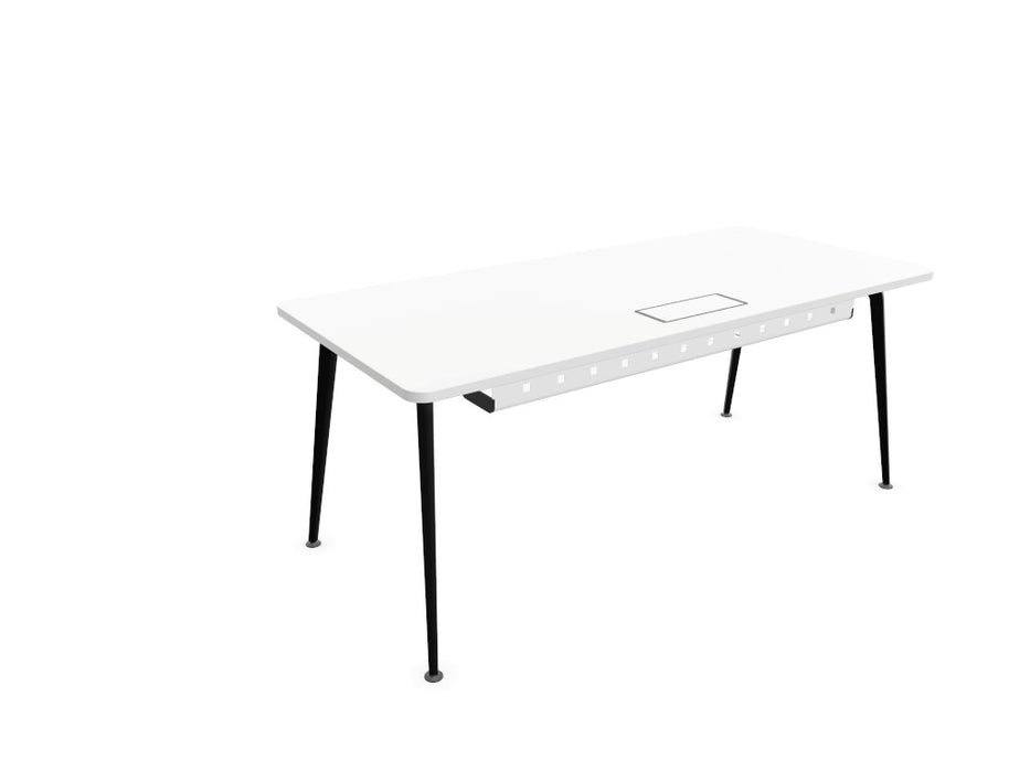 Twist Rectangular Office Desk - Black Frame WORKSTATION Actiu White 1800mm x 800mm Cable Tray