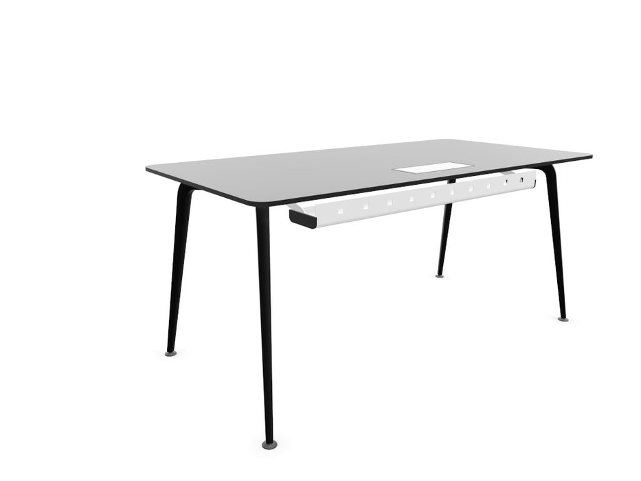 Twist Rectangular Office Desk - Black Frame WORKSTATION Actiu White Compact Laminate 1400mm x 800mm Cable Tray