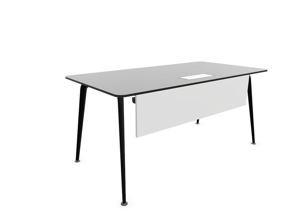 Twist Rectangular Office Desk - Black Frame WORKSTATION Actiu White Compact Laminate 1400mm x 800mm Modesty Panel + Cable Tray