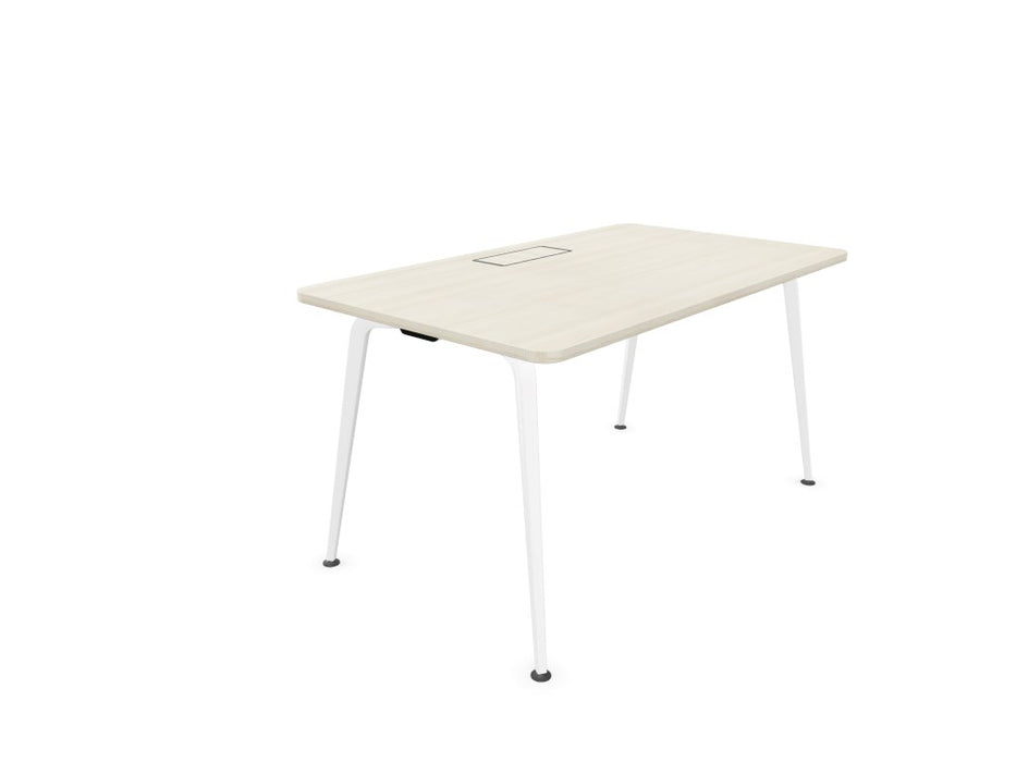 Twist Rectangular Office Desk - White Frame WORKSTATION Actiu Acacia 1400mm x 800mm Cable Tray