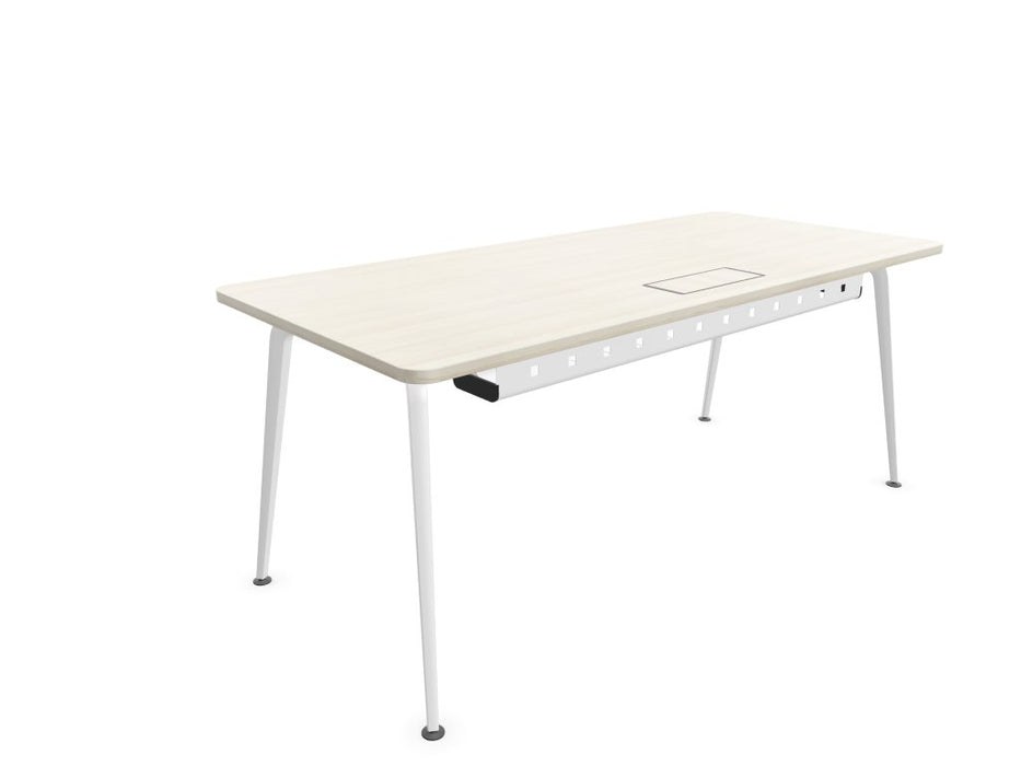 Twist Rectangular Office Desk - White Frame WORKSTATION Actiu Acacia 1800mm x 800mm Cable Tray