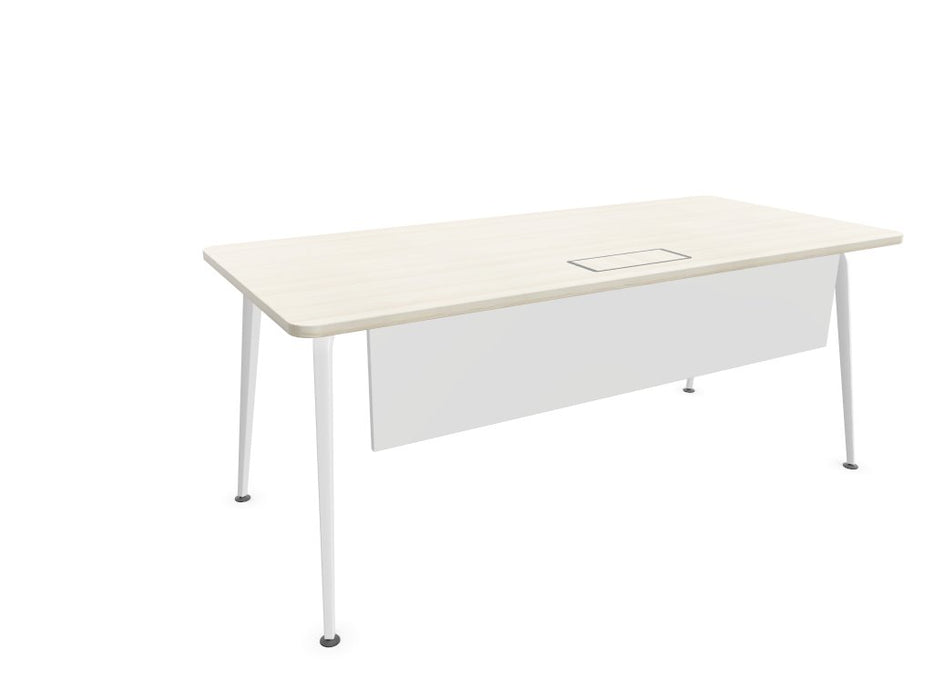 Twist Rectangular Office Desk - White Frame WORKSTATION Actiu Acacia 1800mm x 800mm Modesty Panel + Cable Tray