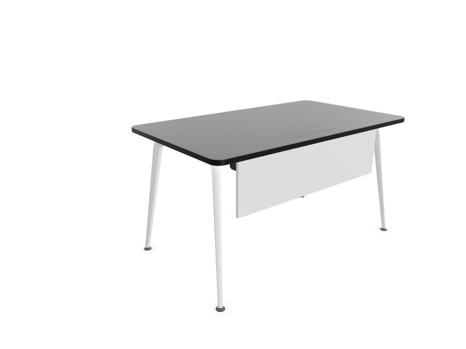 Twist Rectangular Office Desk - White Frame WORKSTATION Actiu Black 1400mm x 800mm Modesty Panel + Cable Tray