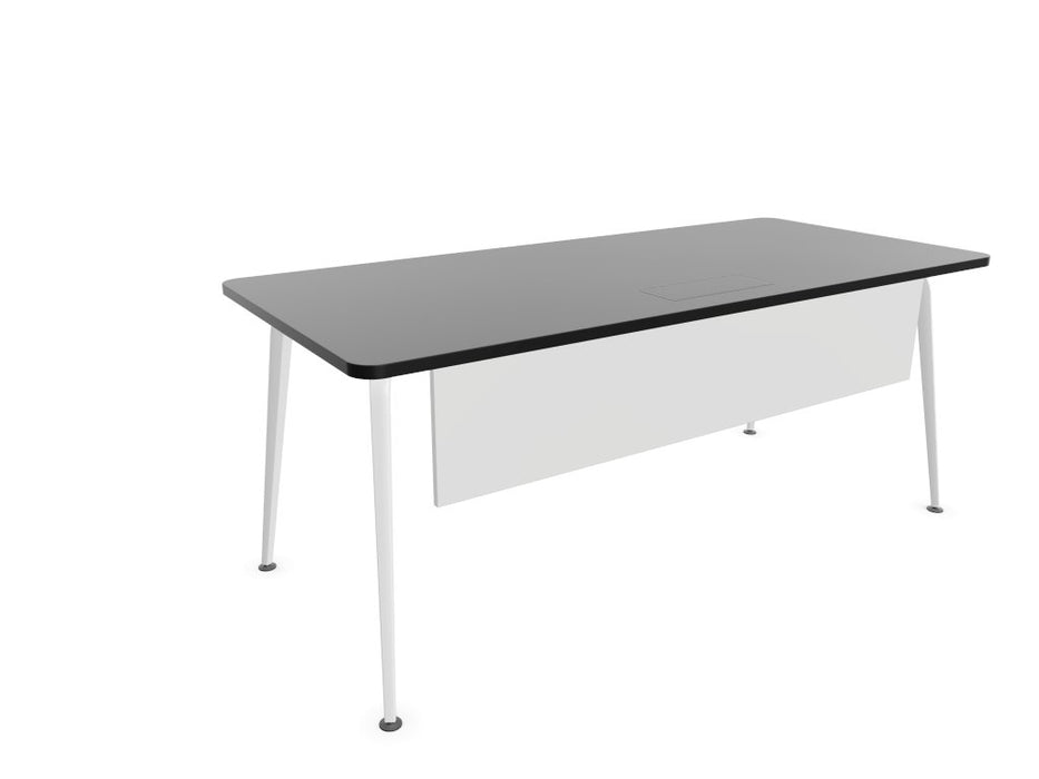 Twist Rectangular Office Desk - White Frame WORKSTATION Actiu Black 1800mm x 800mm Modesty Panel + Cable Tray