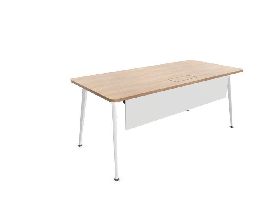 Twist Rectangular Office Desk - White Frame WORKSTATION Actiu Chestnut 1800mm x 800mm Modesty Panel + Cable Tray