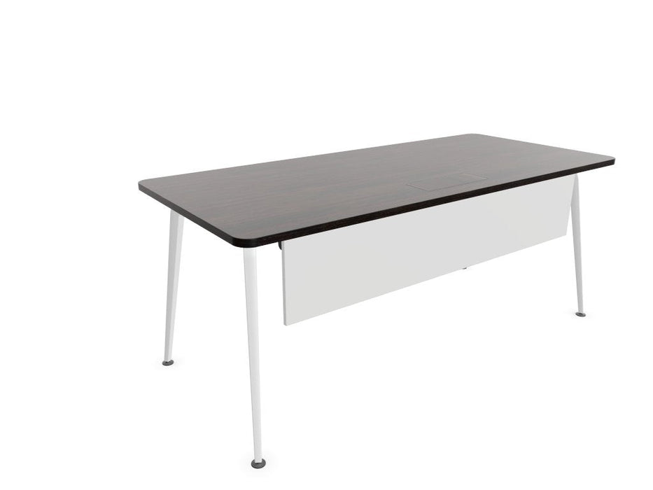 Twist Rectangular Office Desk - White Frame WORKSTATION Actiu Dark Oak 1600mm x 800mm Modesty Panel + Cable Tray