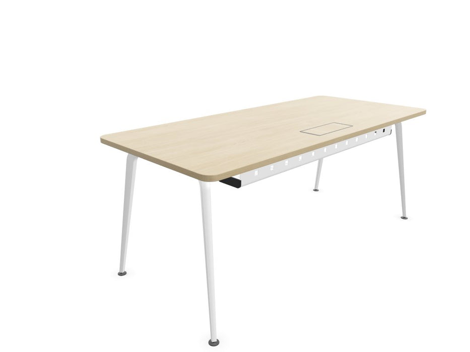 Twist Rectangular Office Desk - White Frame WORKSTATION Actiu Light Oak 1800mm x 800mm Cable Tray