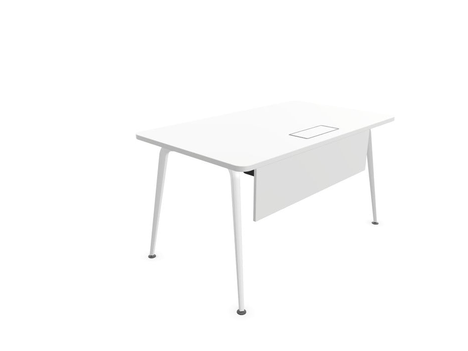 Twist Rectangular Office Desk - White Frame WORKSTATION Actiu White 1400mm x 800mm Modesty Panel + Cable Tray