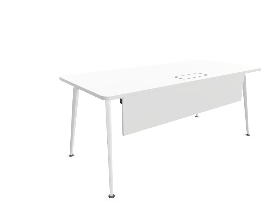 Twist Rectangular Office Desk - White Frame WORKSTATION Actiu White 1800mm x 800mm Modesty Panel + Cable Tray