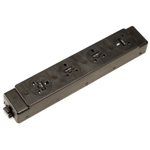 Under desk power bar 4 x UK sockets - black Power Modules Dams 