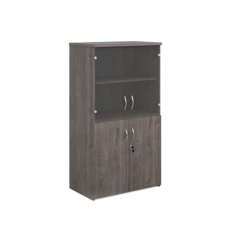 Universal combination unit with glass upper doors 1440mm high with 3 shelves