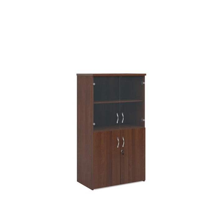 Universal combination unit with glass upper doors 1440mm high with 3 shelves Wooden Storage Dams Walnut 