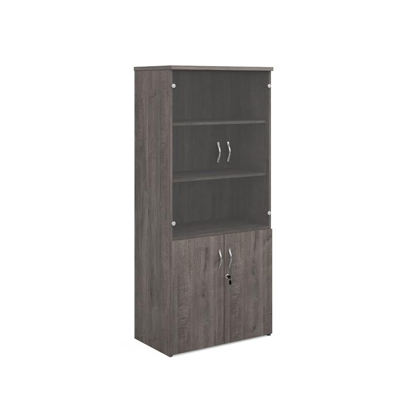 Universal combination unit with glass upper doors 1790mm high with 4 shelves