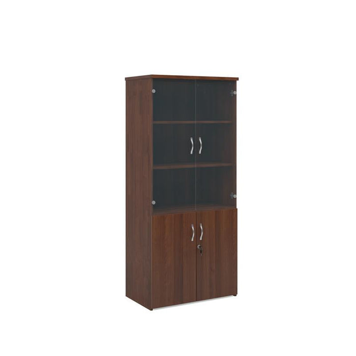 Universal combination unit with glass upper doors 1790mm high with 4 shelves Wooden Storage Dams Walnut 