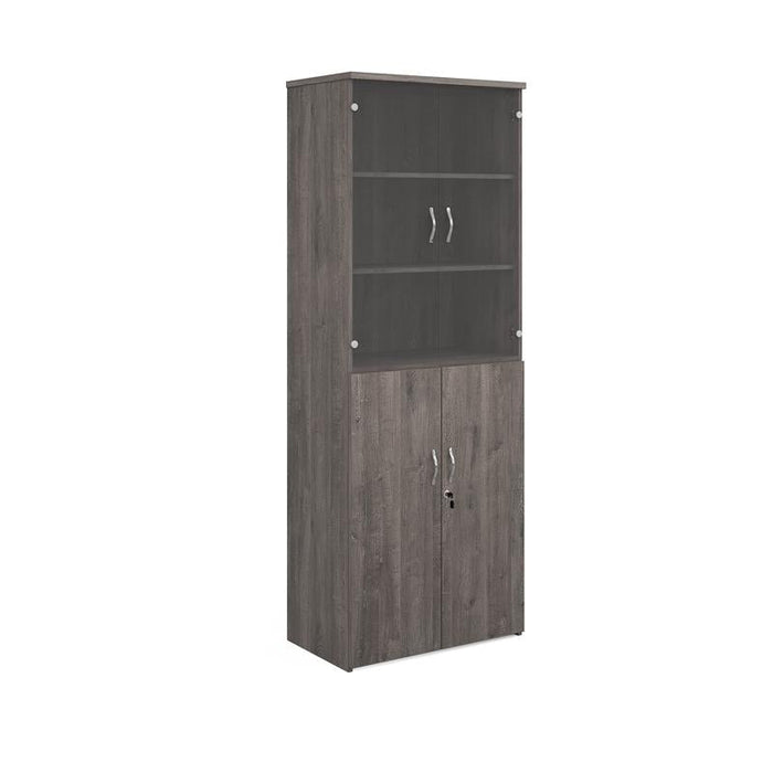 Universal combination unit with glass upper doors 2140mm high with 5 shelves Wooden Storage Dams Grey Oak 
