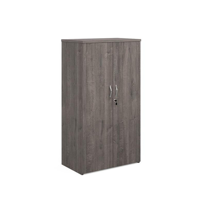 Universal double door cupboard 1440mm high with 3 shelves Wooden Storage Dams Grey Oak 