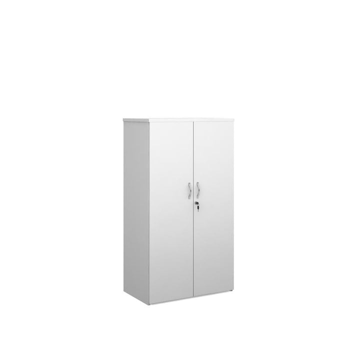 Universal double door cupboard 1440mm high with 3 shelves Wooden Storage Dams White 