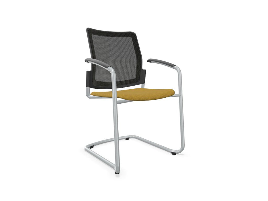 Urban Mesh Back Cantilever Meeting Chair Office Chairs Actiu Silver Mustard 