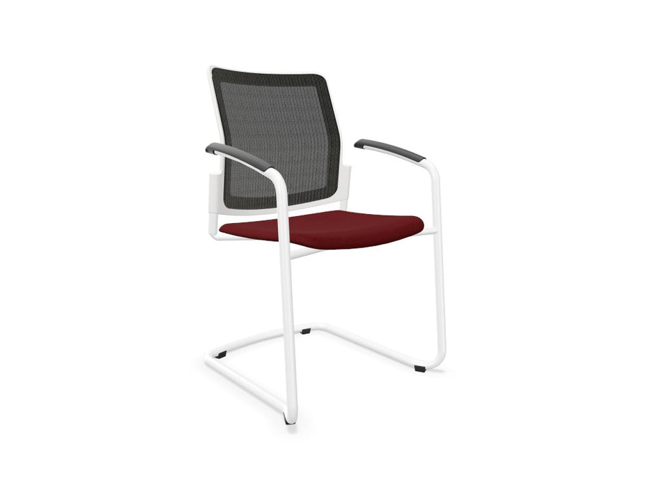 Urban Mesh Back Cantilever Meeting Chair Office Chairs Actiu White Burgundy 