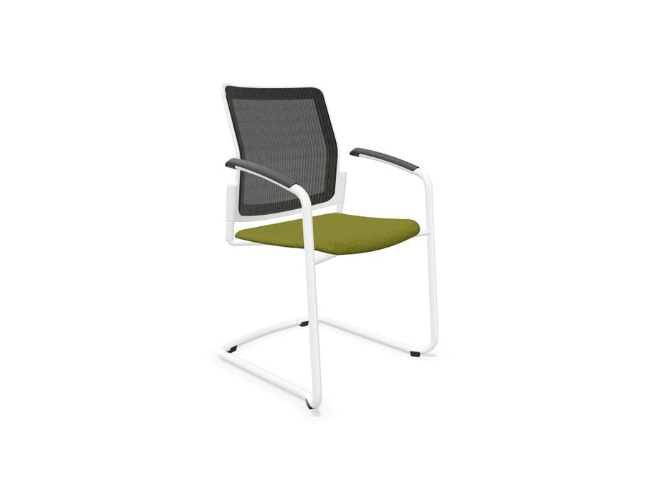 Urban Mesh Back Cantilever Meeting Chair Office Chairs Actiu White Light Green 