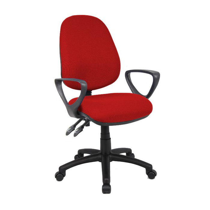 Vantage 100 2 lever PCB operators chair with fixed arms Seating Dams Burgundy 