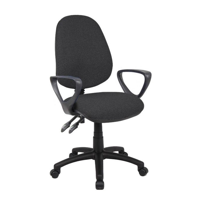 Vantage 100 2 lever PCB operators chair with fixed arms Seating Dams Charcoal 