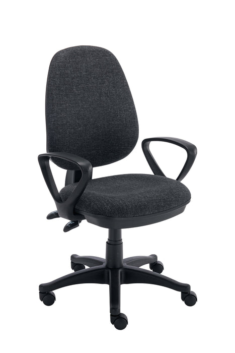 Versi Highback Operator Chair Office Chair, Fabric Office Chair TC Group Charcoal Fixed 