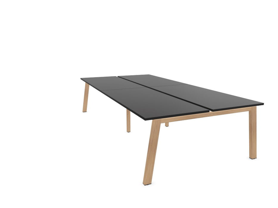 Vital Plus 300 Bench Desk - Wooden Leg BENCH DESKS Actiu Black/Chestnut 2800mm x 1600mm None