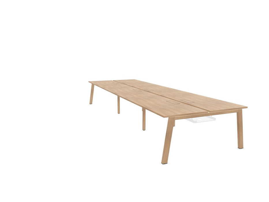Vital Plus 300 Bench Desk - Wooden Leg BENCH DESKS Actiu Chestnut/Chestnut 4200mm x 1600mm Cable Tray and Access