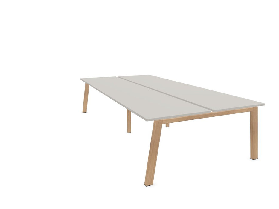Vital Plus 300 Bench Desk - Wooden Leg BENCH DESKS Actiu Coco Grey/Chestnut 2800mm x 1600mm None