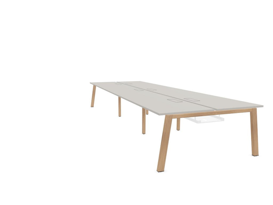 Vital Plus 300 Bench Desk - Wooden Leg BENCH DESKS Actiu Coco Grey/Chestnut 4200mm x 1600mm Cable Tray and Access